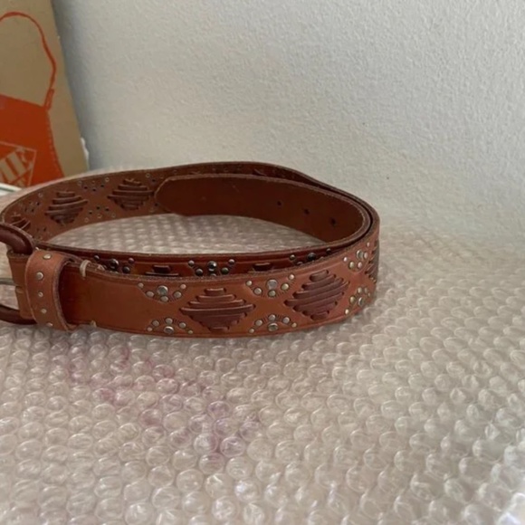 VINTAGE Abercrombie & Fitch genuine leather Studded Leather Belt New main image 4